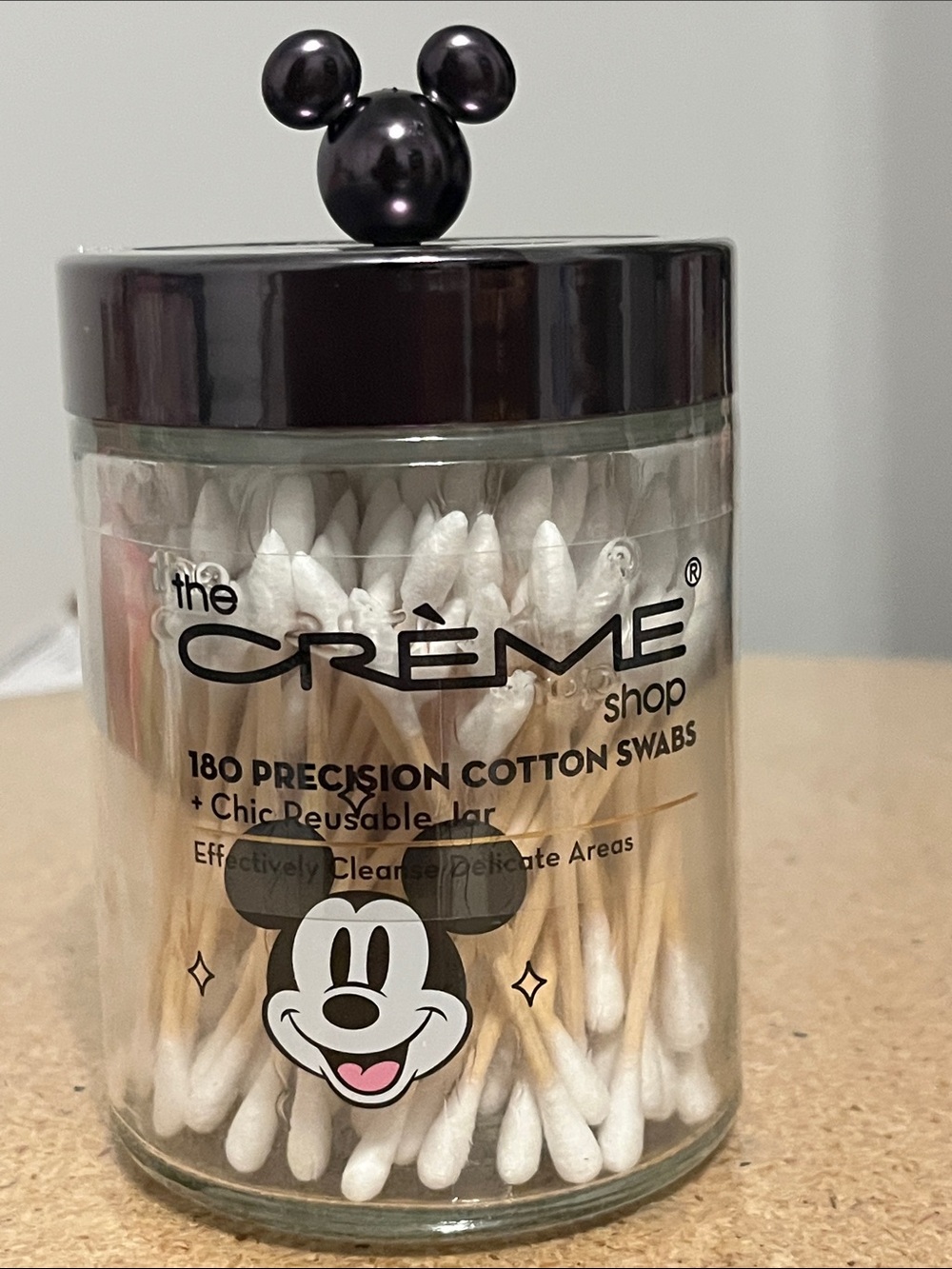 The Crème Shop Black Mickey Ear Cotton Swab Jar